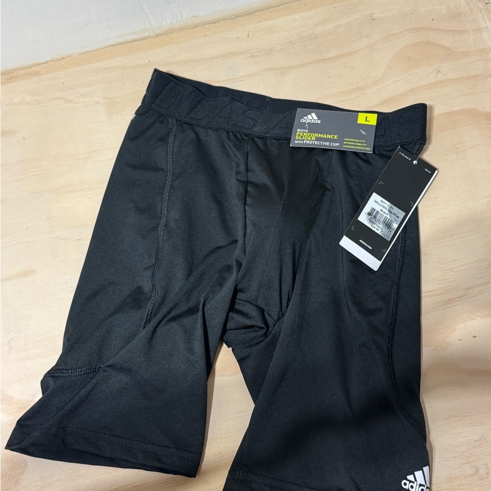 Adidas Kids Black Athletic Shorts with cup